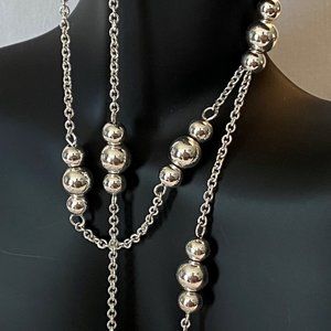 Ralph Lauren CHAPS Silver Chain and Bead Necklace